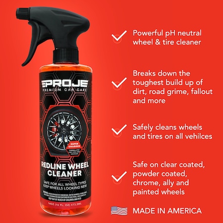 Proje Premium Car Care Redline Wheel Cleaner 16oz - Safe on All Wheel Types 10003